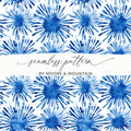 Blue Shibori Seamless Watercolor Geometric Pattern, Indigo Ink Digital Paper, Repeat Fabric Design, Texture Background - Moore and Mountain