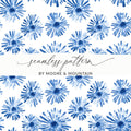 Blue Shibori Seamless Watercolor Geometric Pattern, Indigo Ink Digital Print, Modern Indigo Fabric Design - Moore and Mountain