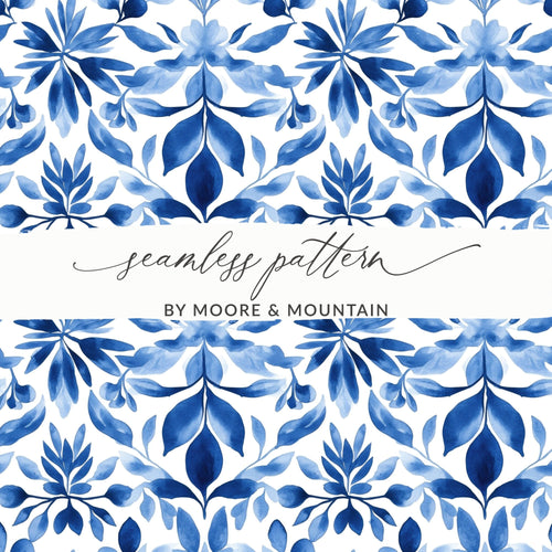 Blue Shibori Seamless Watercolor Geometric Pattern, Indigo Ink Texture, Digital Paper, Repeat Pattern, Fabric Design, Digital Download - Moore and Mountain