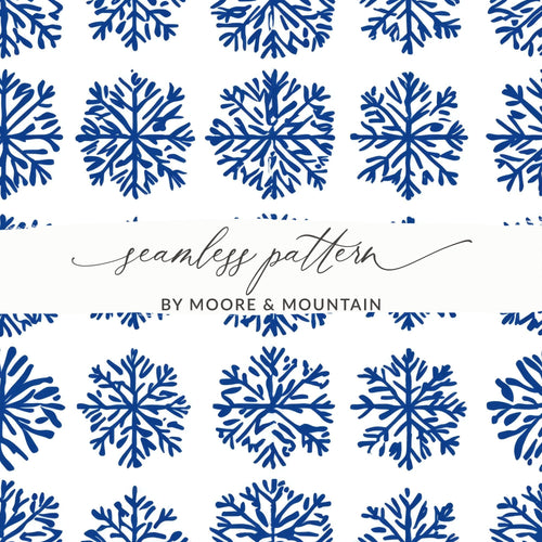 Blue Snowflake Pattern Digital Paper, Winter Seamless Background, Christmas Texture, Fabric Design, Scrapbooking, 12x12 JPEG - Moore and Mountain