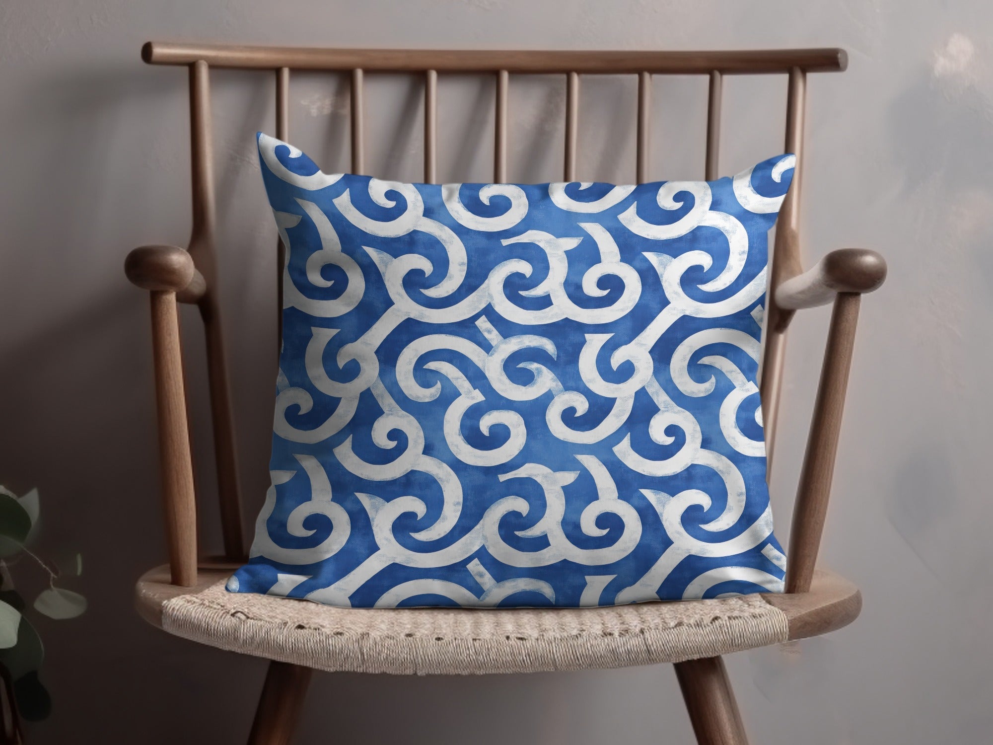 Blue Spirals White Curves Abstract Design Digital - Moore and Mountain