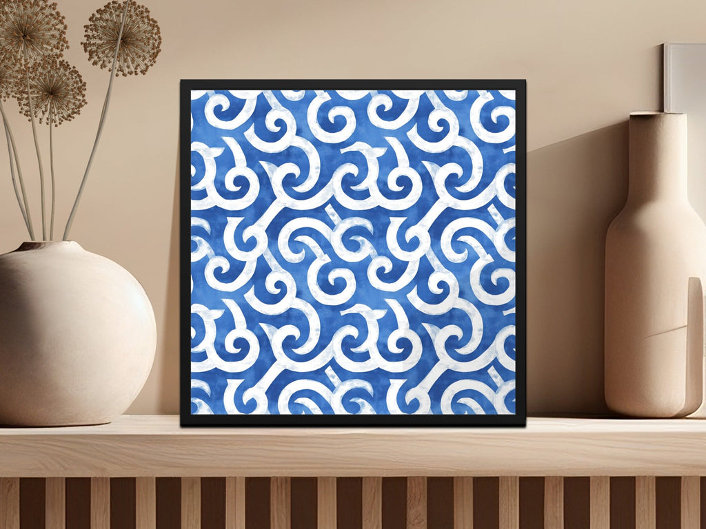Blue Spirals White Curves Abstract Design Digital - Moore and Mountain