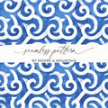Blue Spirals White Curves Abstract Design Digital - Moore and Mountain