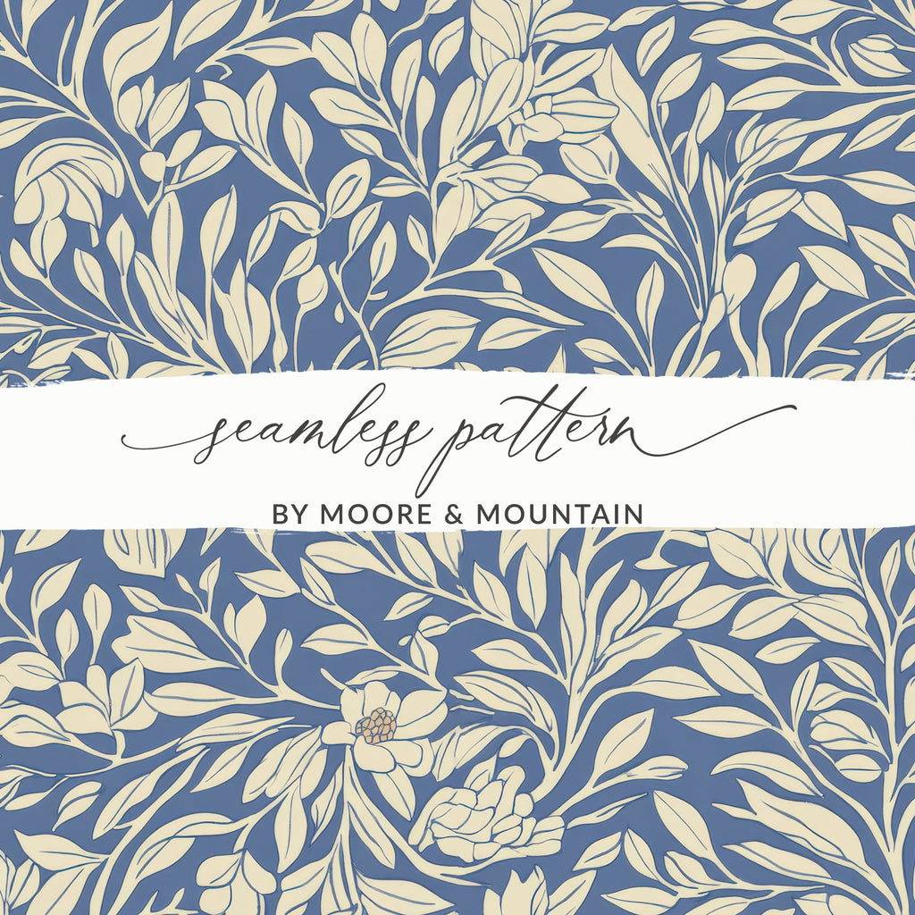 Blue Vines Larkspur William Morris Seamless Background Digital - Moore and Mountain