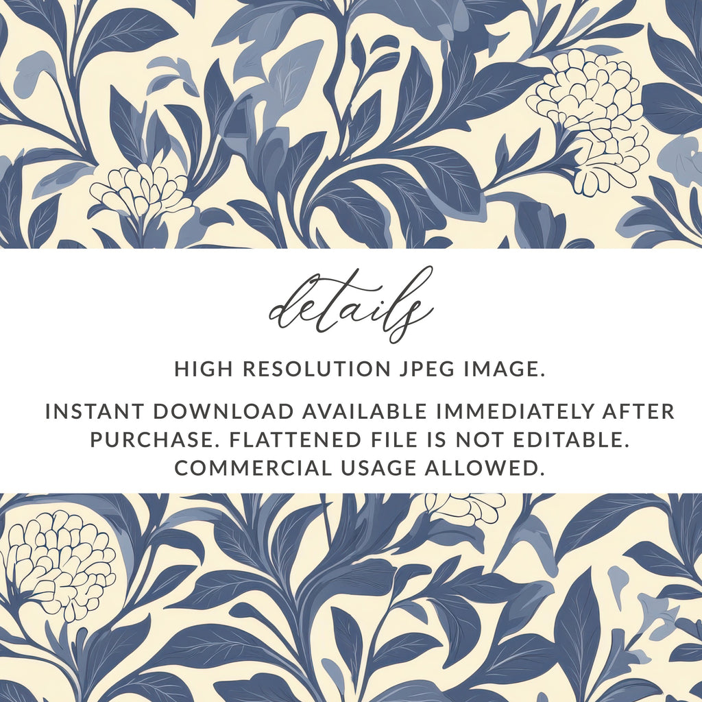 Blue William Morris Larkspur Seamless Pattern Print Digital - Moore and Mountain