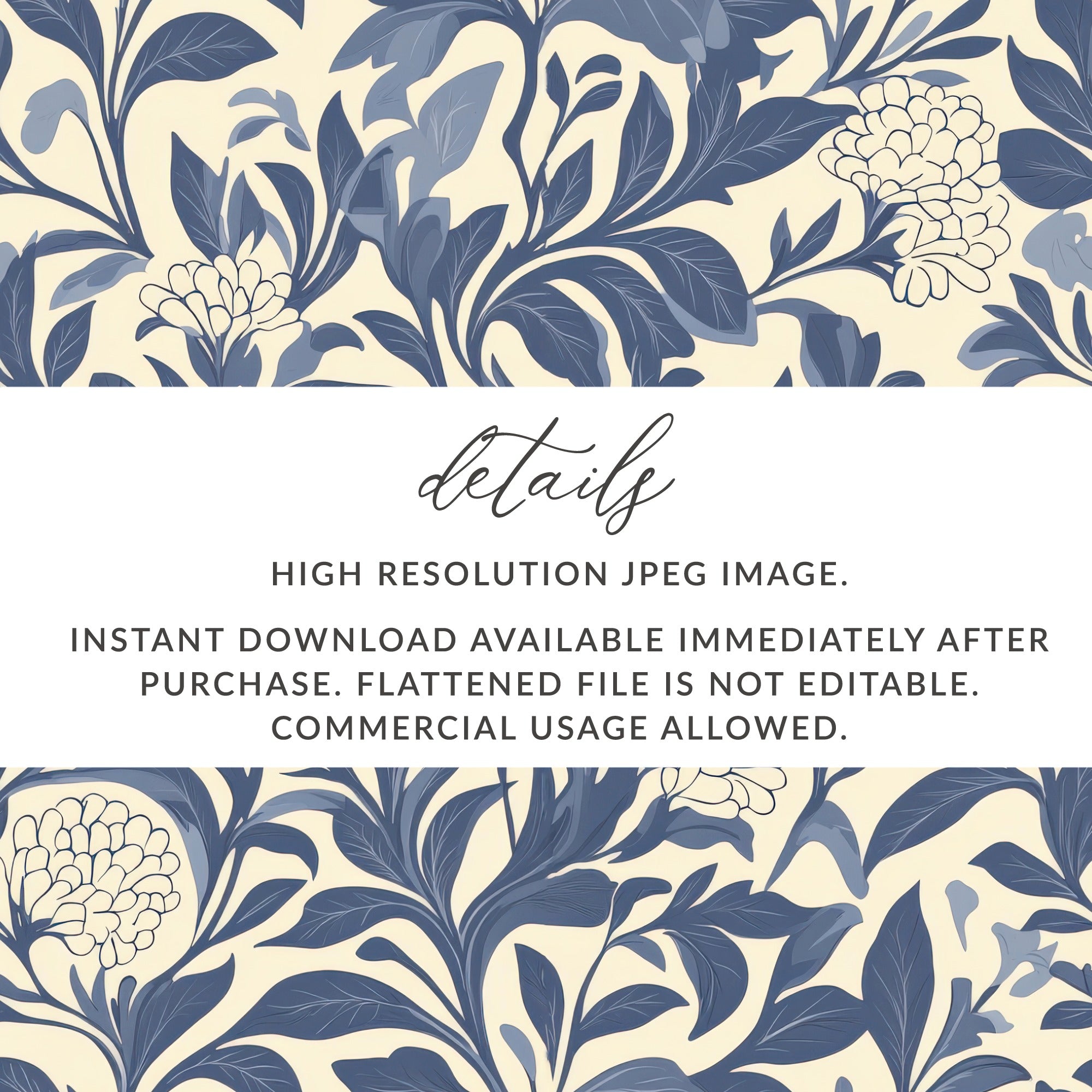 Blue William Morris Larkspur Seamless Pattern Print Digital - Moore and Mountain