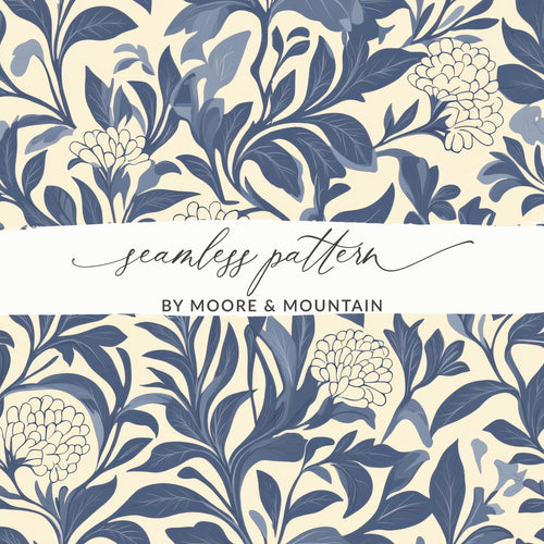 Blue William Morris Larkspur Seamless Pattern Print Digital - Moore and Mountain