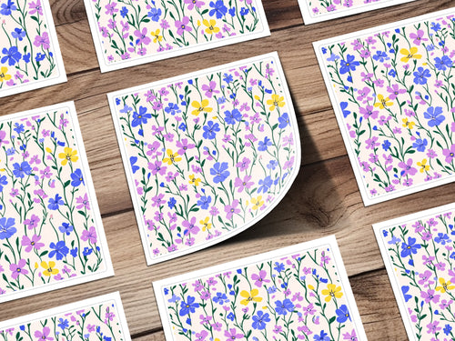 Floral Pattern with Blue and Yellow Wildflowers product