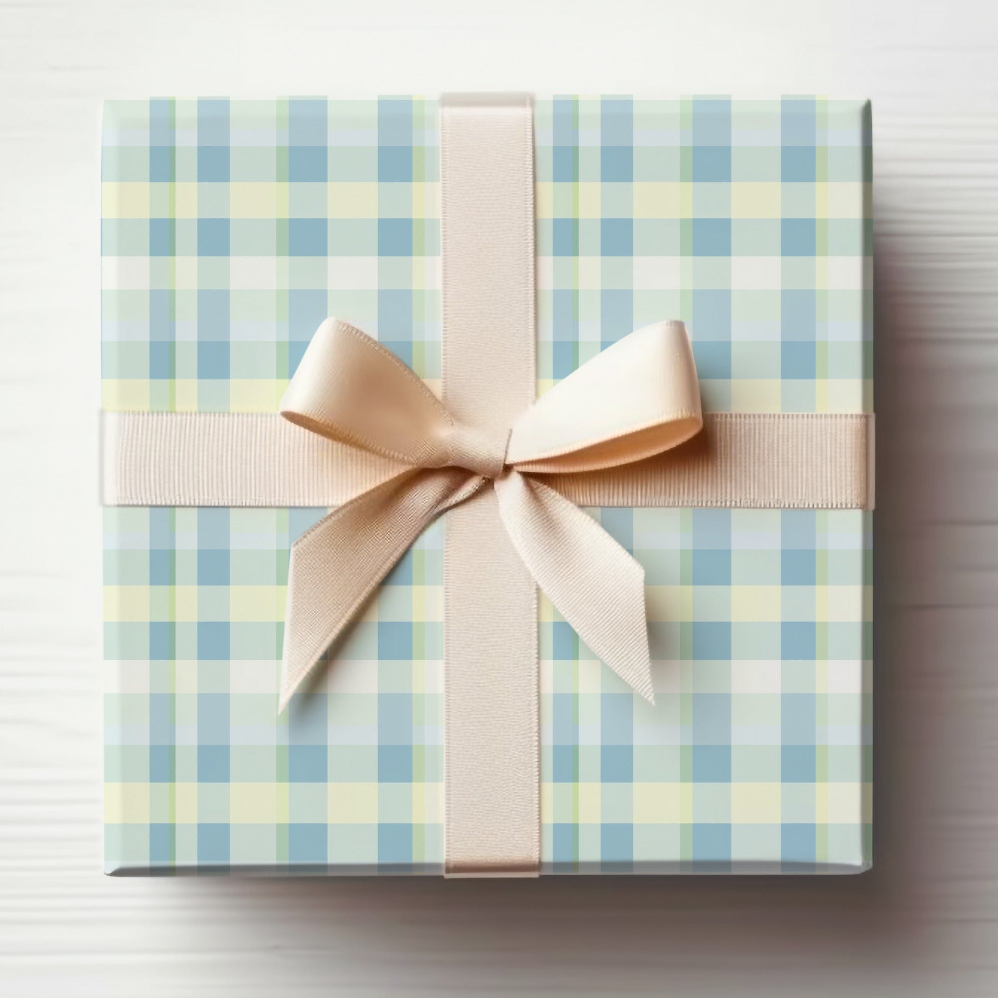 Elegant Beige Ribbon Plaid Gift Wrap for Special Occasions