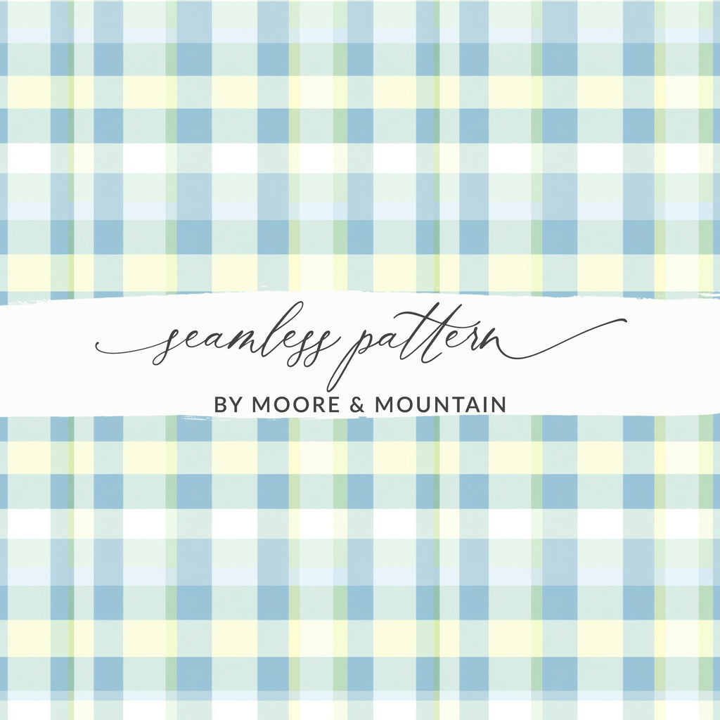 Blue Green Plaid Design Seamless Pattern by Moore Mountain