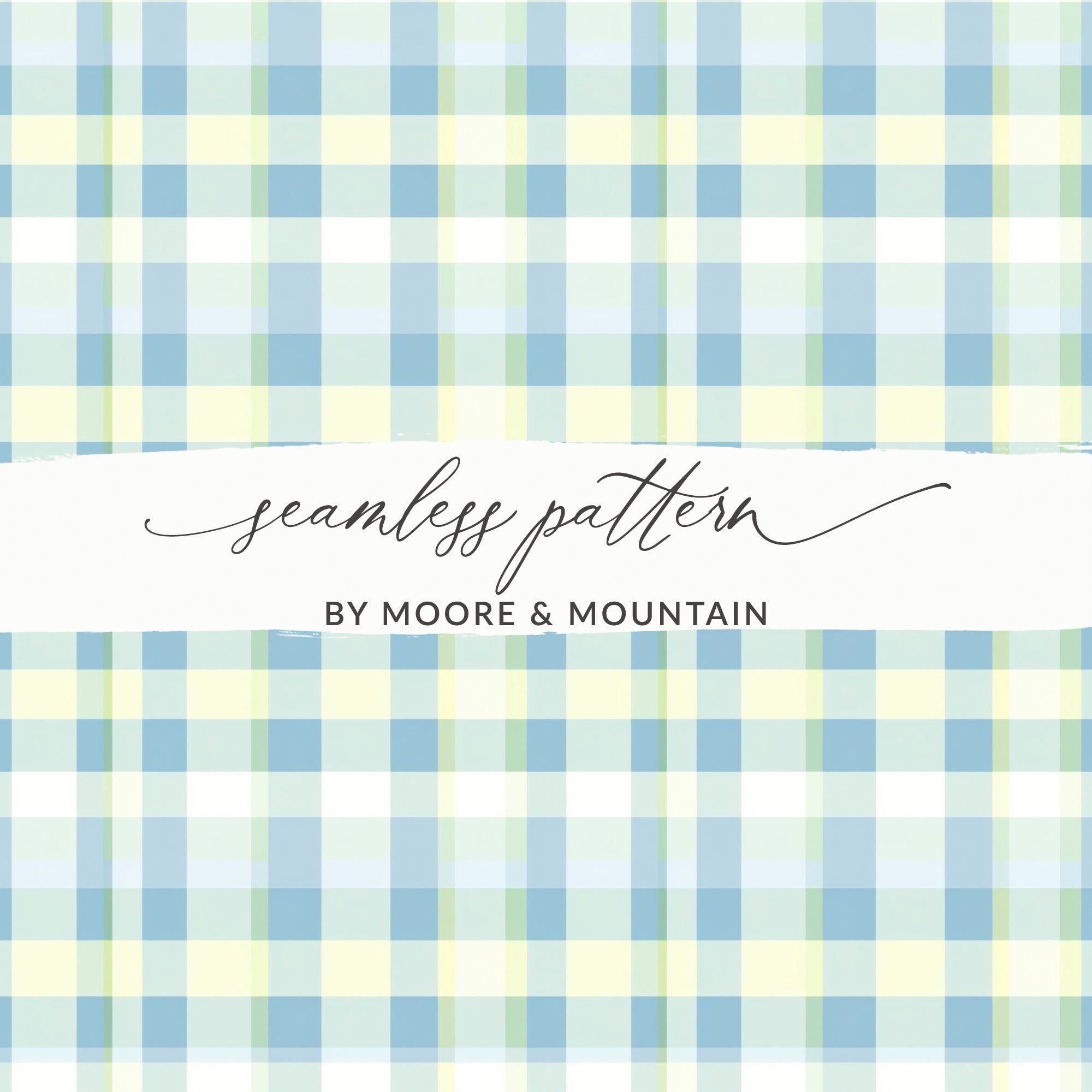 Blue Green Plaid Design Seamless Pattern by Moore Mountain