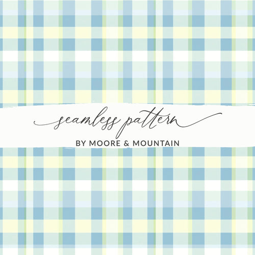 Blue Green Plaid Design Seamless Pattern by Moore Mountain