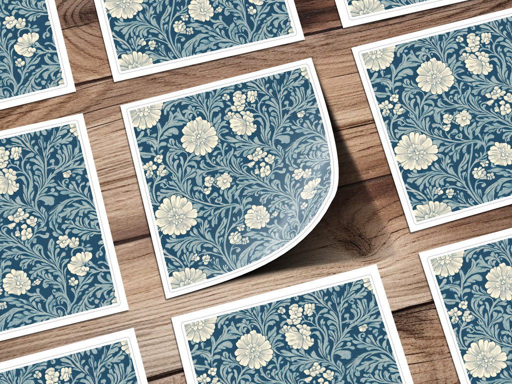 Blue and White Seamless William Morris Vines Background Blue and Cream Digital - Moore and Mountain