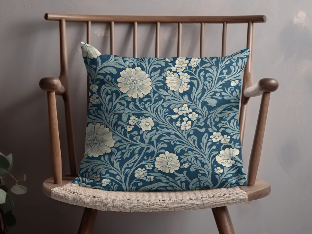 Blue and White Seamless William Morris Vines Background Blue and Cream Digital - Moore and Mountain