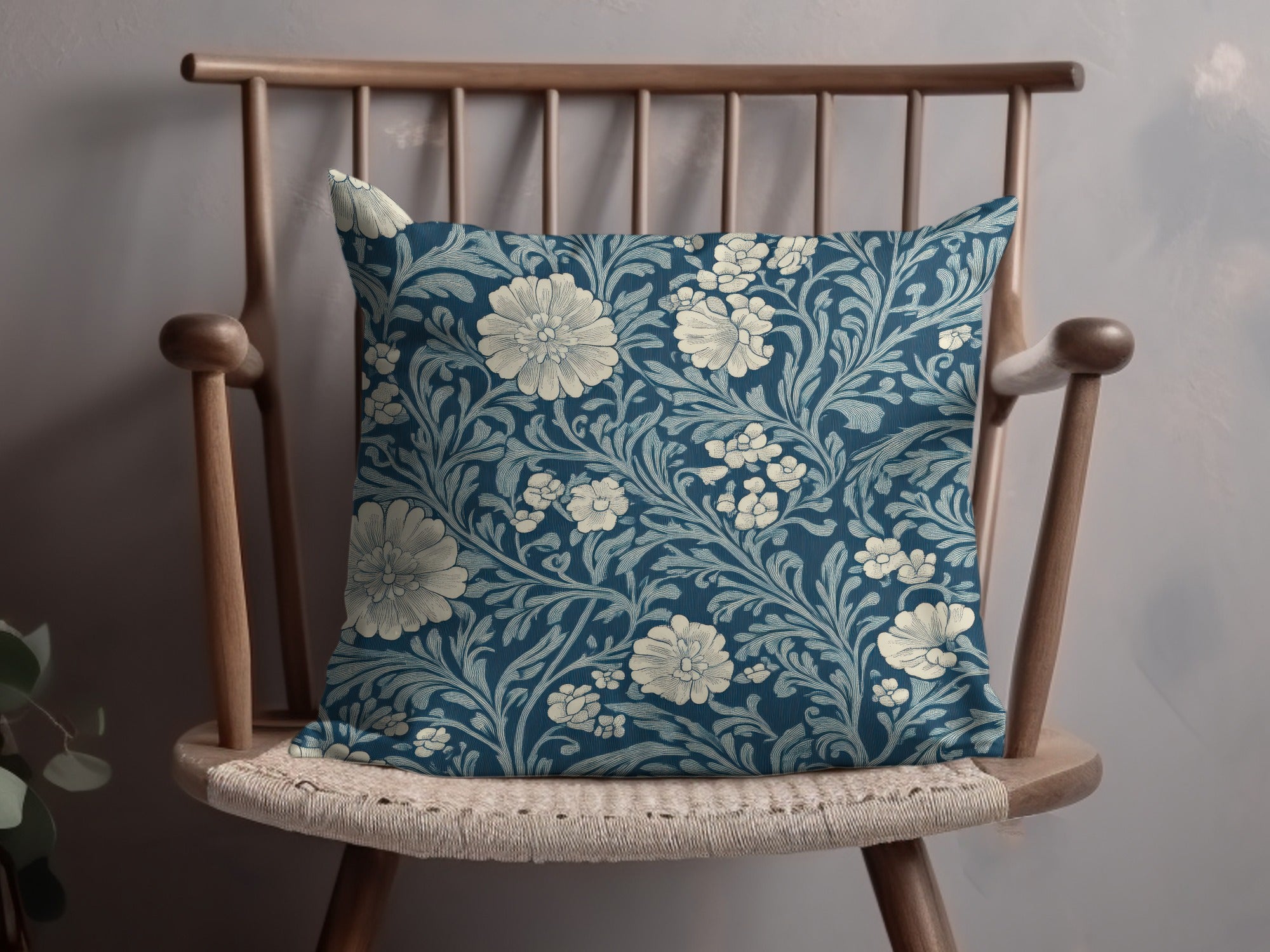 Blue and White Seamless William Morris Vines Background Blue and Cream Digital - Moore and Mountain