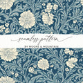 Blue and White Seamless William Morris Vines Background Blue and Cream Digital - Moore and Mountain