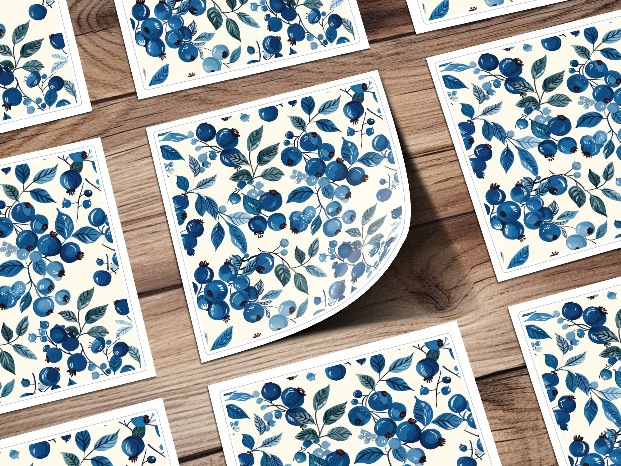 Blueberries Seamless Pattern on Creamy Background Nature Inspired Art Digital - Moore and Mountain