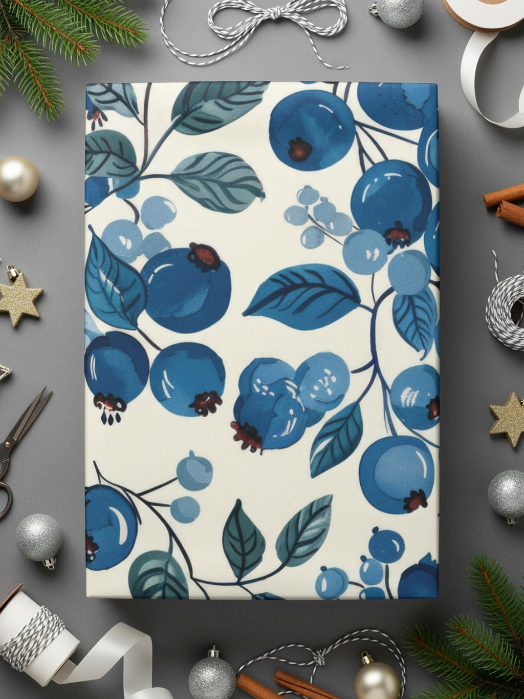 Blueberries Seamless Pattern on Creamy Background Nature Inspired Art Digital - Moore and Mountain