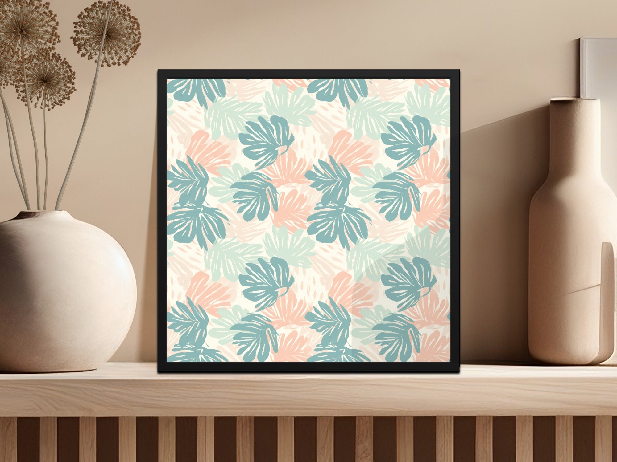 Monstera Leaves Art Print With Pastel Colors Poster