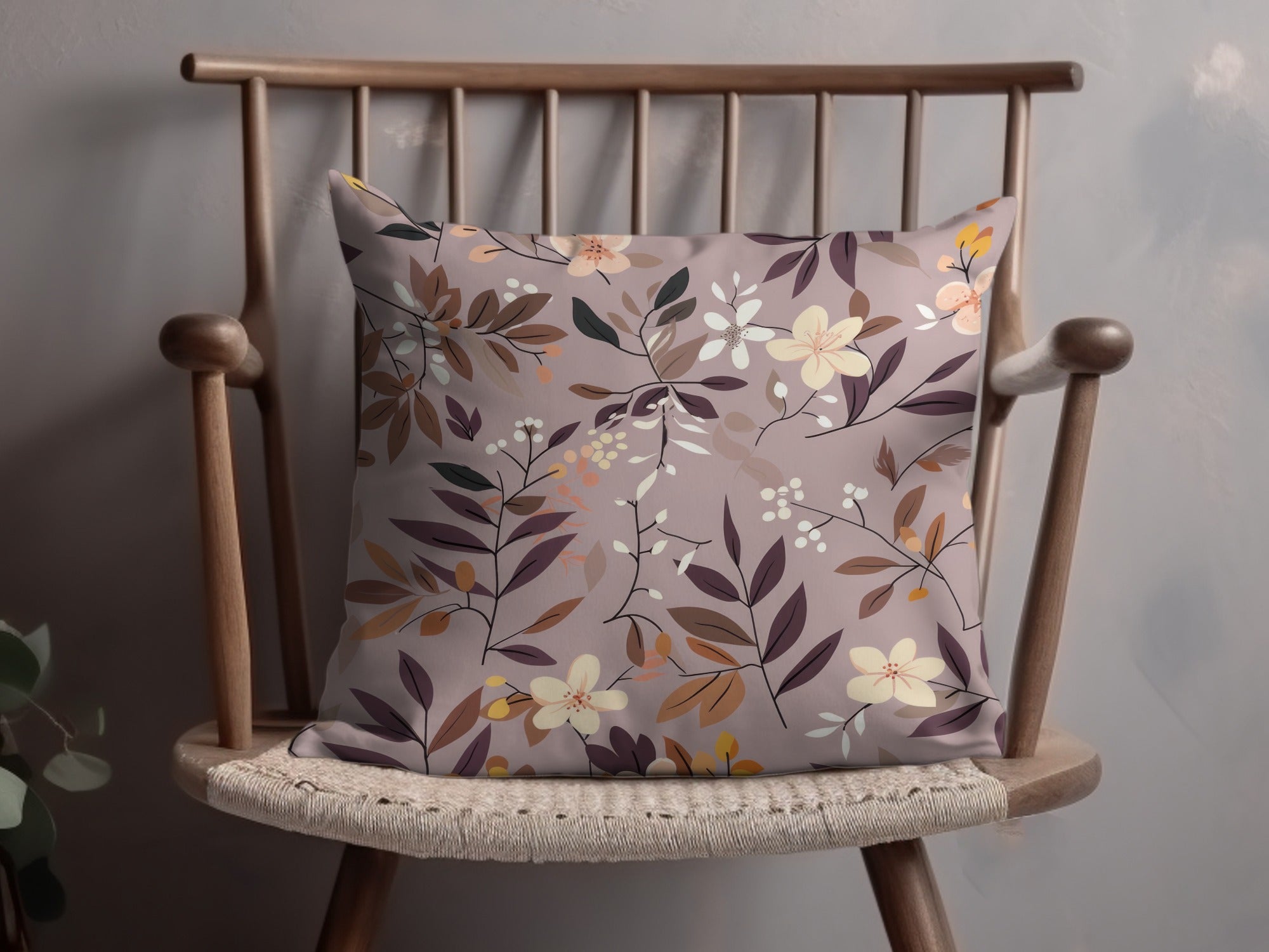 Floral Pattern Decorative Cushion Throw Pillow Cover