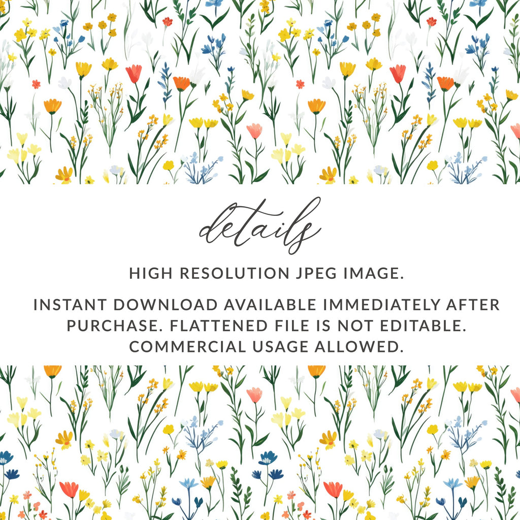 High Resolution Wildflower Pattern Instant Download