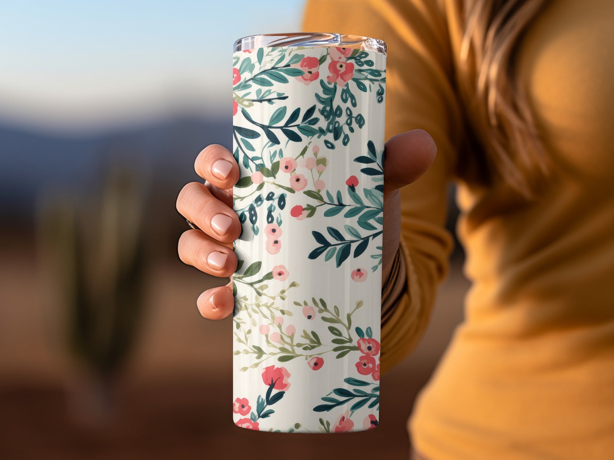 Floral Design Insulated Tumbler for Hot and Cold Drinks