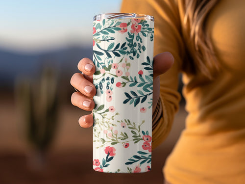 Floral Design Insulated Tumbler for Hot and Cold Drinks