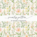 Blush Floral Seamless Pattern Watercolor Spring Floral Pattern Pretty Flowers Digital - Moore and Mountain