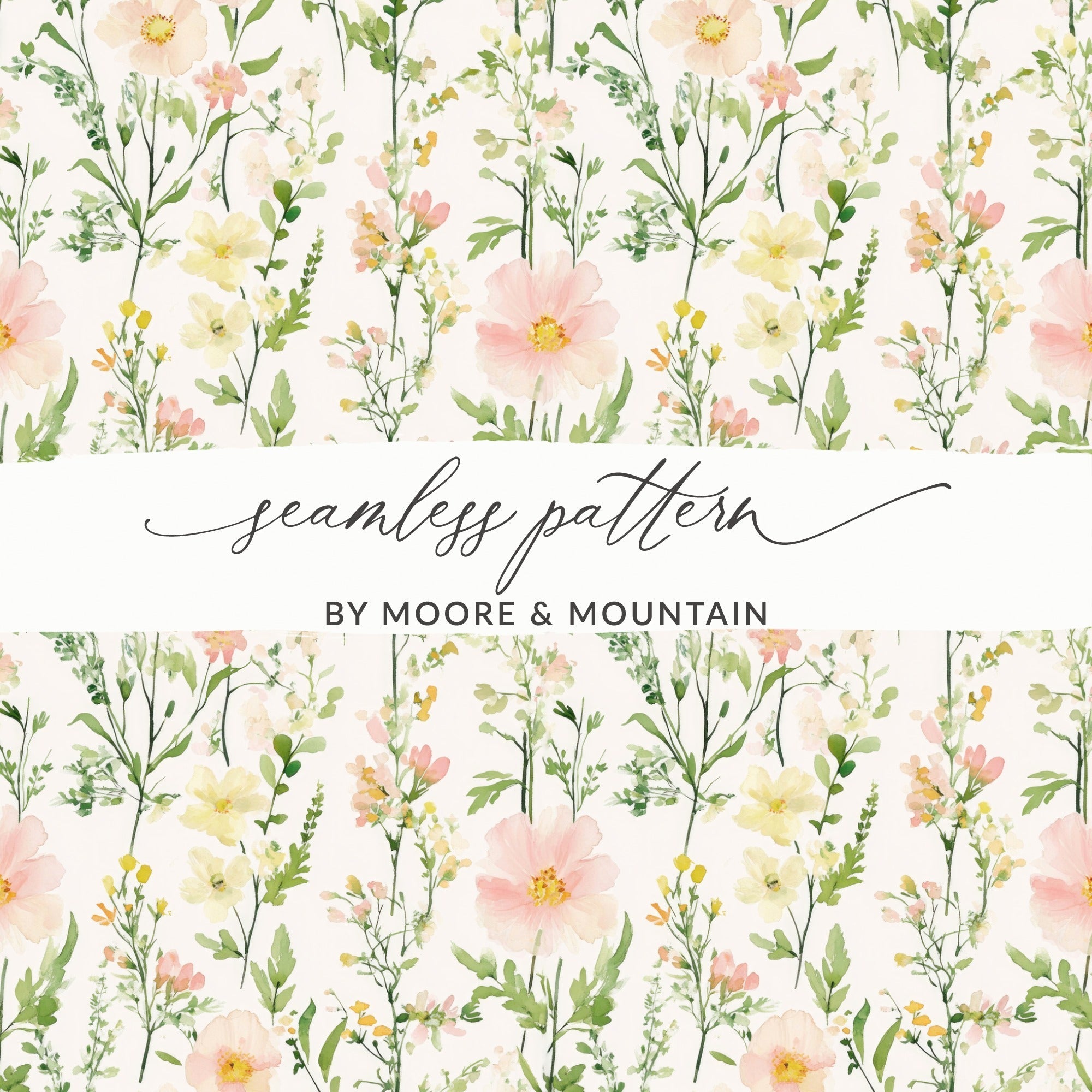 Blush Floral Seamless Pattern Watercolor Spring Floral Pattern Pretty Flowers Digital - Moore and Mountain