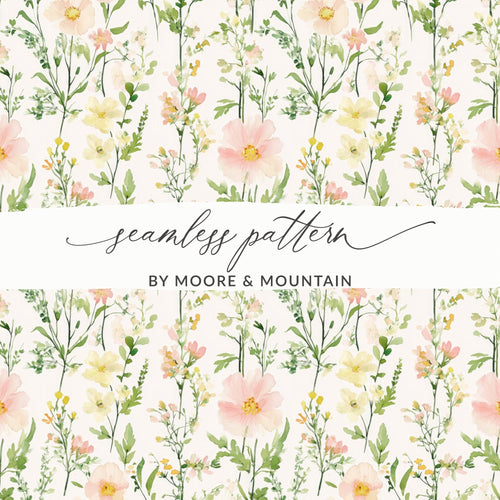 Blush Floral Seamless Pattern Watercolor Spring Floral Pattern Pretty Flowers Digital - Moore and Mountain