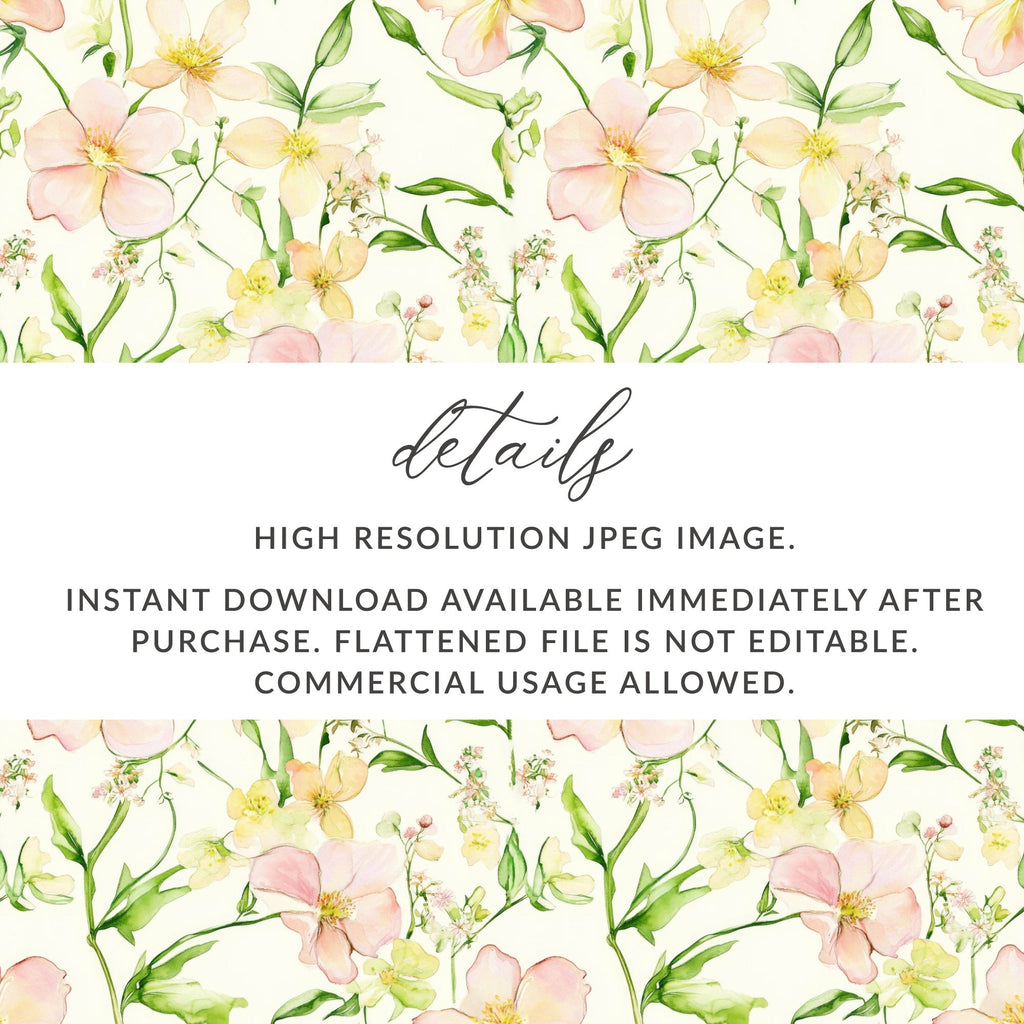 Blush Floral Watercolor Seamless Pattern, Pastel Flower Digital Paper, Botanical Background, Flower Repeat Pattern, Blossom Art Print - Moore and Mountain