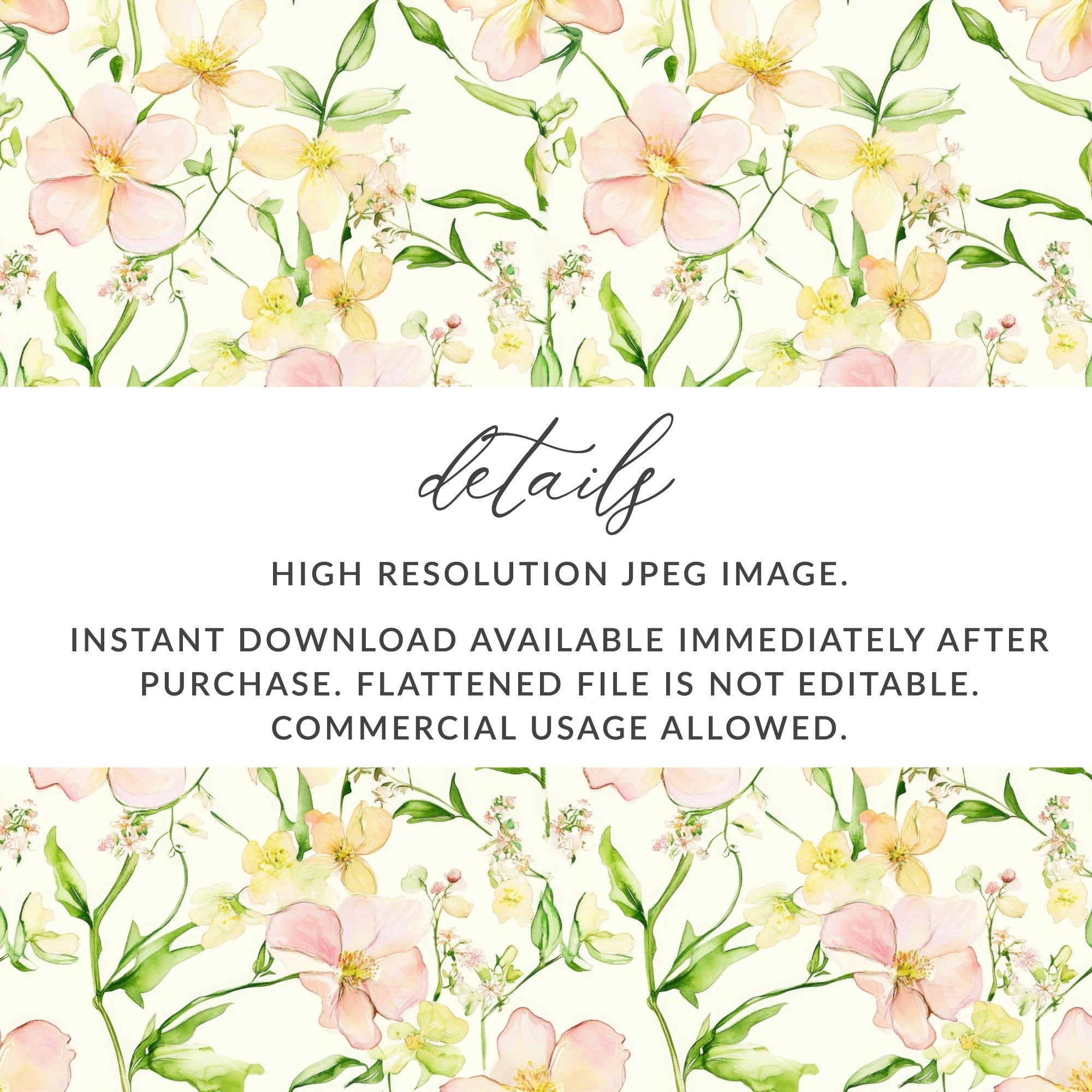 Blush Floral Watercolor Seamless Pattern, Pastel Flower Digital Paper, Botanical Background, Flower Repeat Pattern, Blossom Art Print - Moore and Mountain
