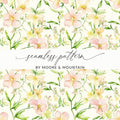 Blush Floral Watercolor Seamless Pattern, Pastel Flower Digital Paper, Botanical Background, Flower Repeat Pattern, Blossom Art Print - Moore and Mountain
