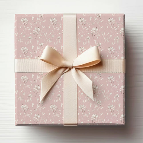 Elegant Pink Floral Gift Box with Cream Bow