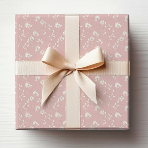 Floral Pink Gift Box with Ribbon and Bow