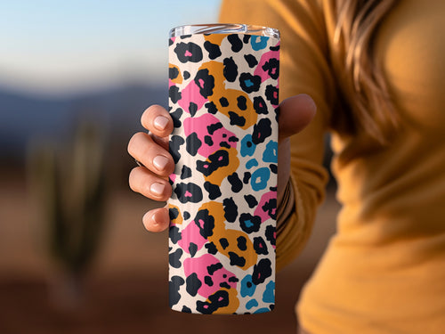 Vibrant Multicolored Leopard Spots Design Tumbler