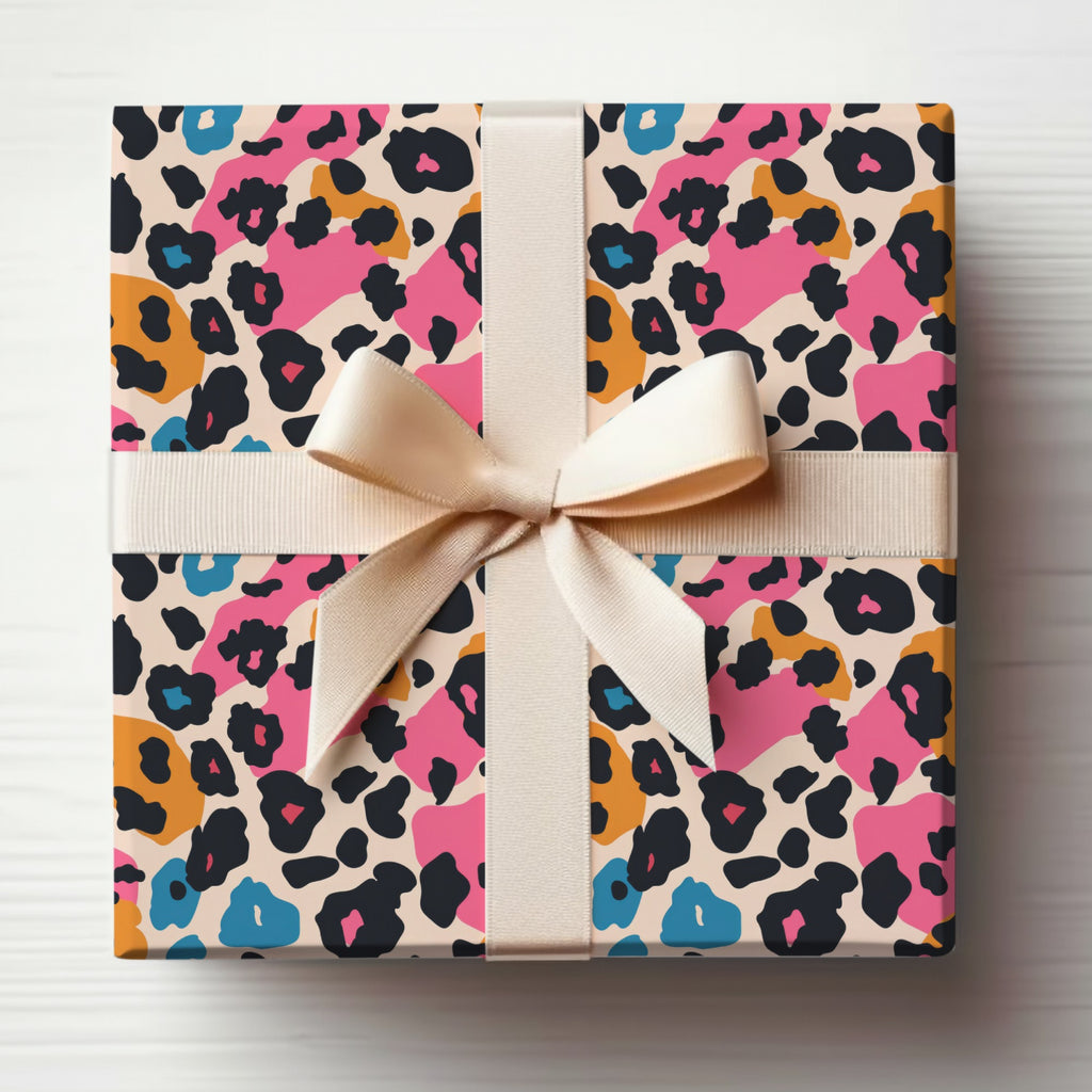 Colorful Leopard Print Gift Wrapping Paper with Bow