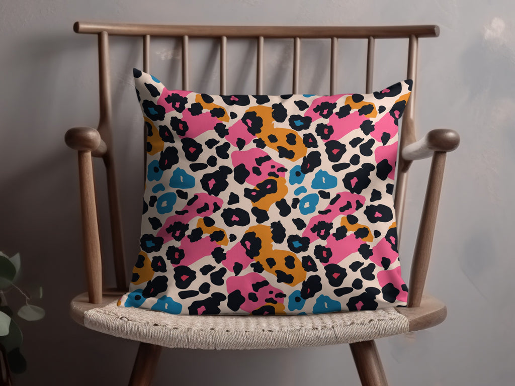 Colorful Abstract Leopard Print Decorative Pillow