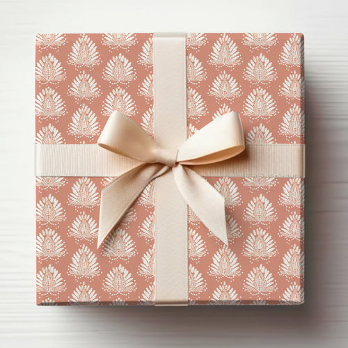 Elegant Peach Gift Box with Cream Ribbon packaging
