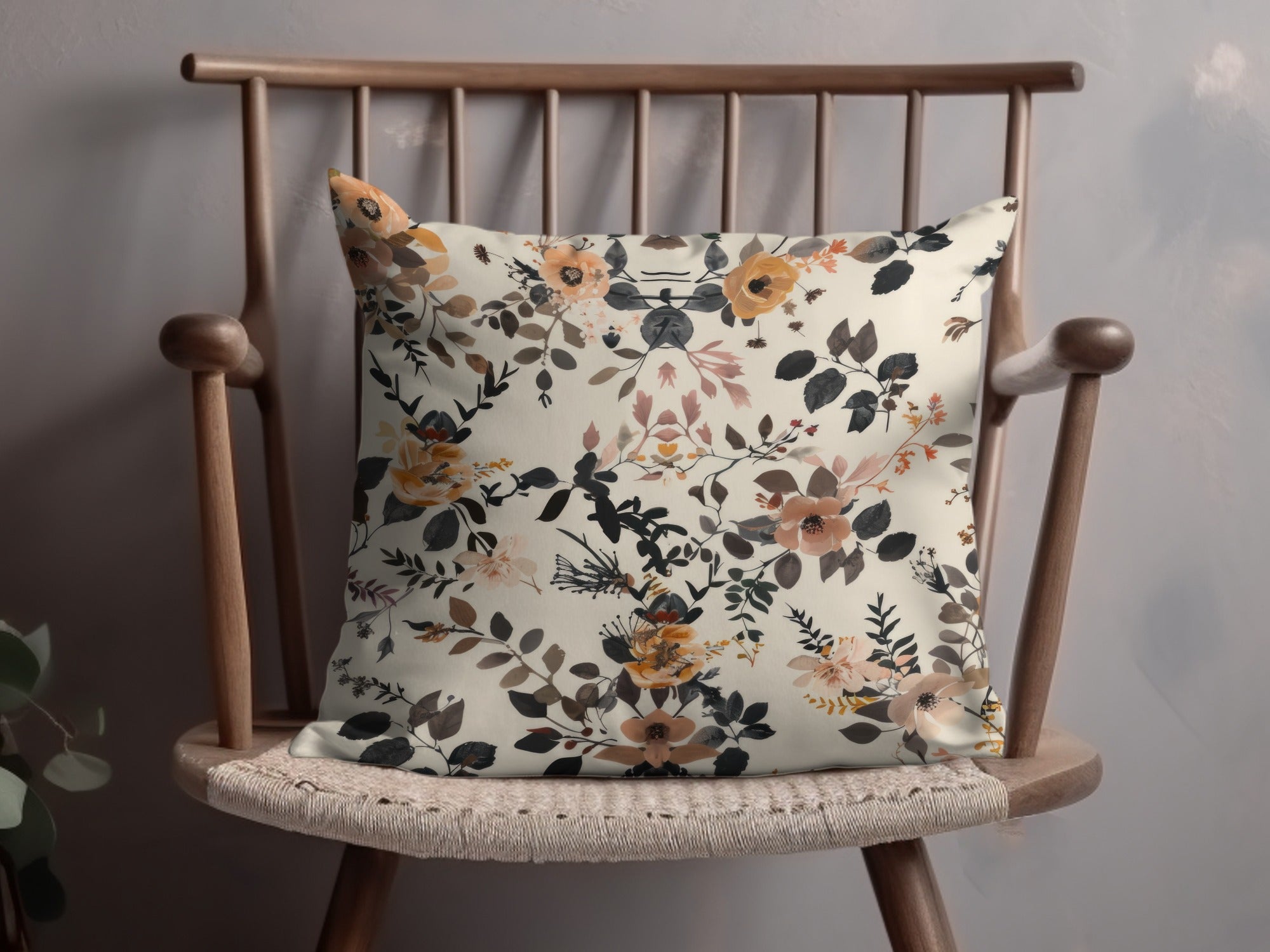 Elegant Floral Decorative Throw Pillow for Home Decor