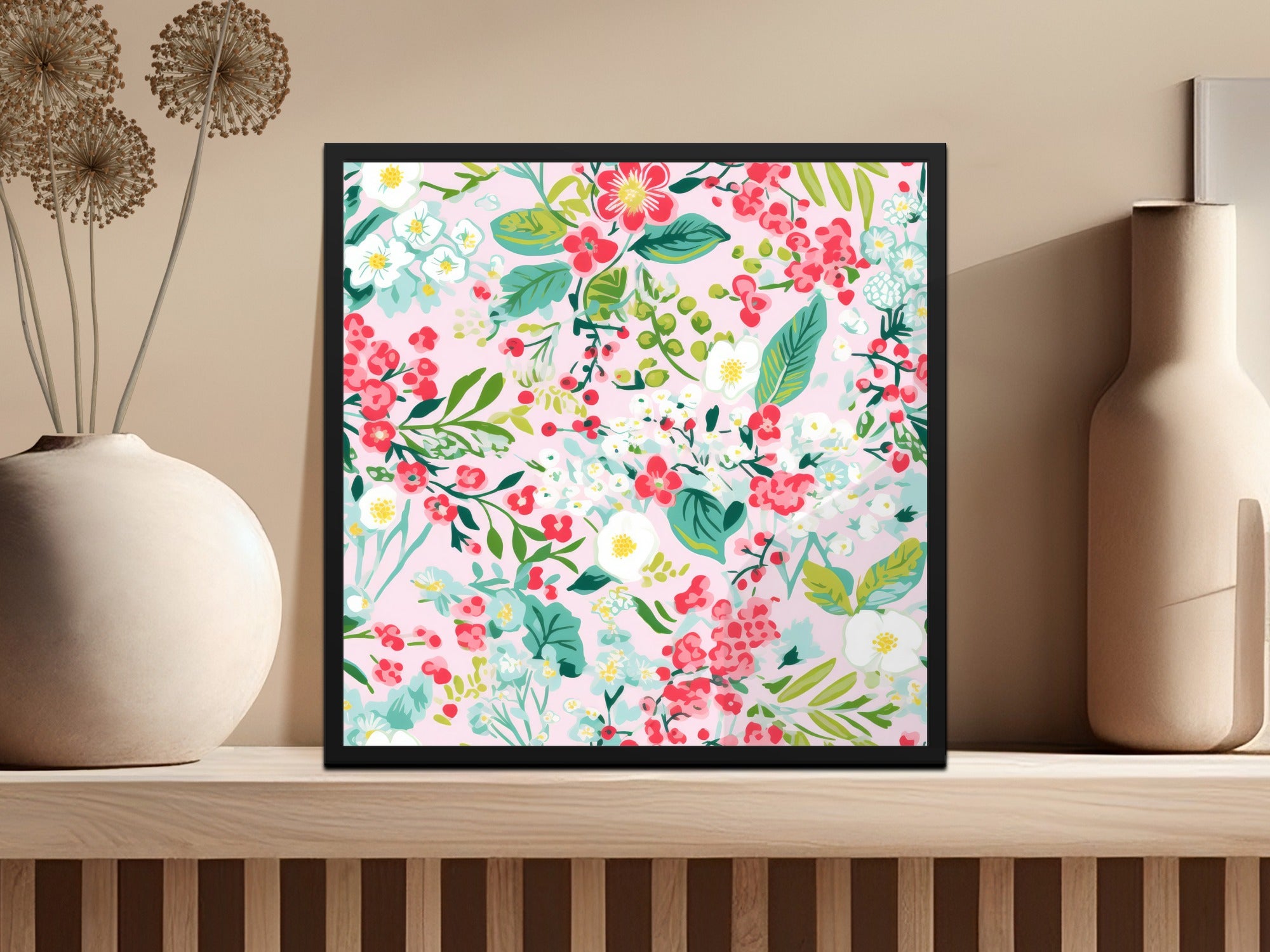 Vibrant Floral Pattern Art Print for Home Decor Wall Art
