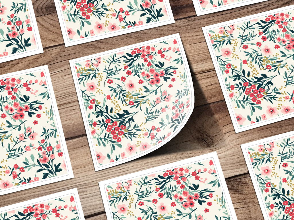 Beautiful Floral Pattern Design with Pink Flowers Sticker