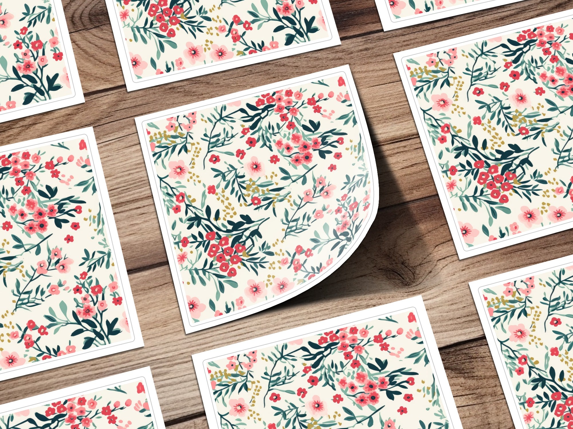 Beautiful Floral Pattern Design with Pink Flowers Sticker