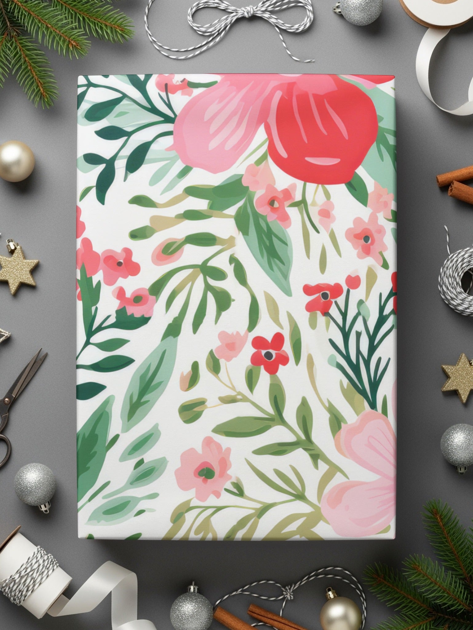 Colorful Floral Design Gift Wrapping Paper for Festive Occasions