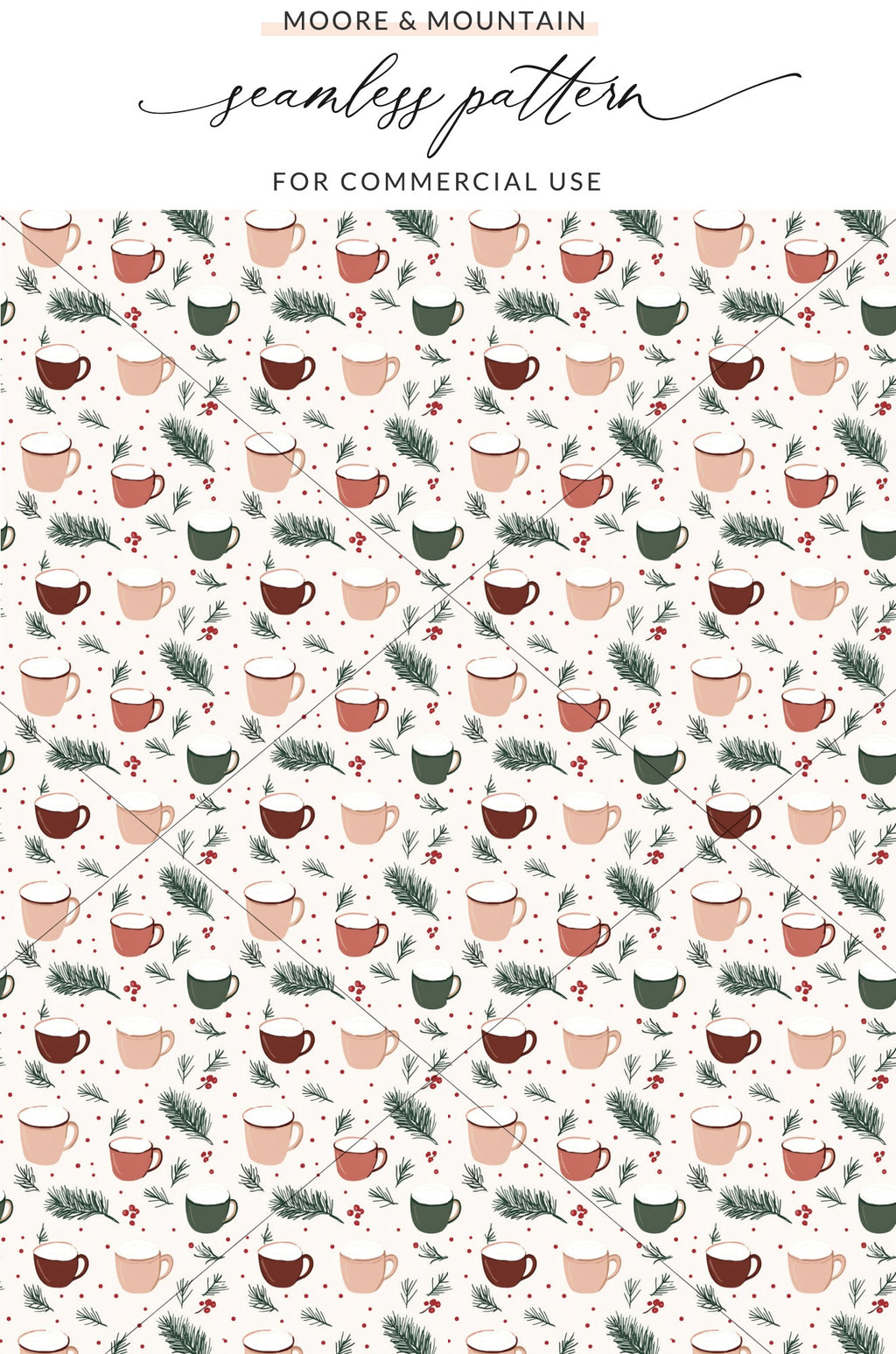 Festive Coffee Cup Seamless Pattern for Commercial Use