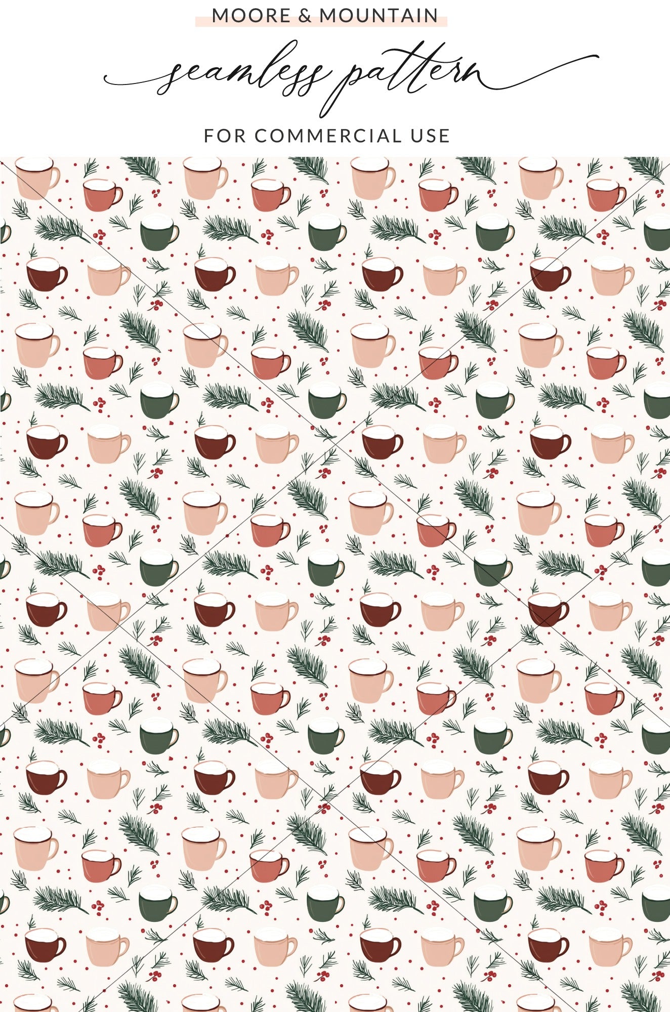 Festive Coffee Cup Seamless Pattern for Commercial Use