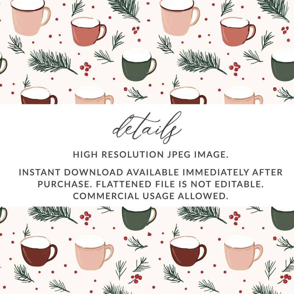 Festive Holiday Mug Pattern High Resolution JPEG Image