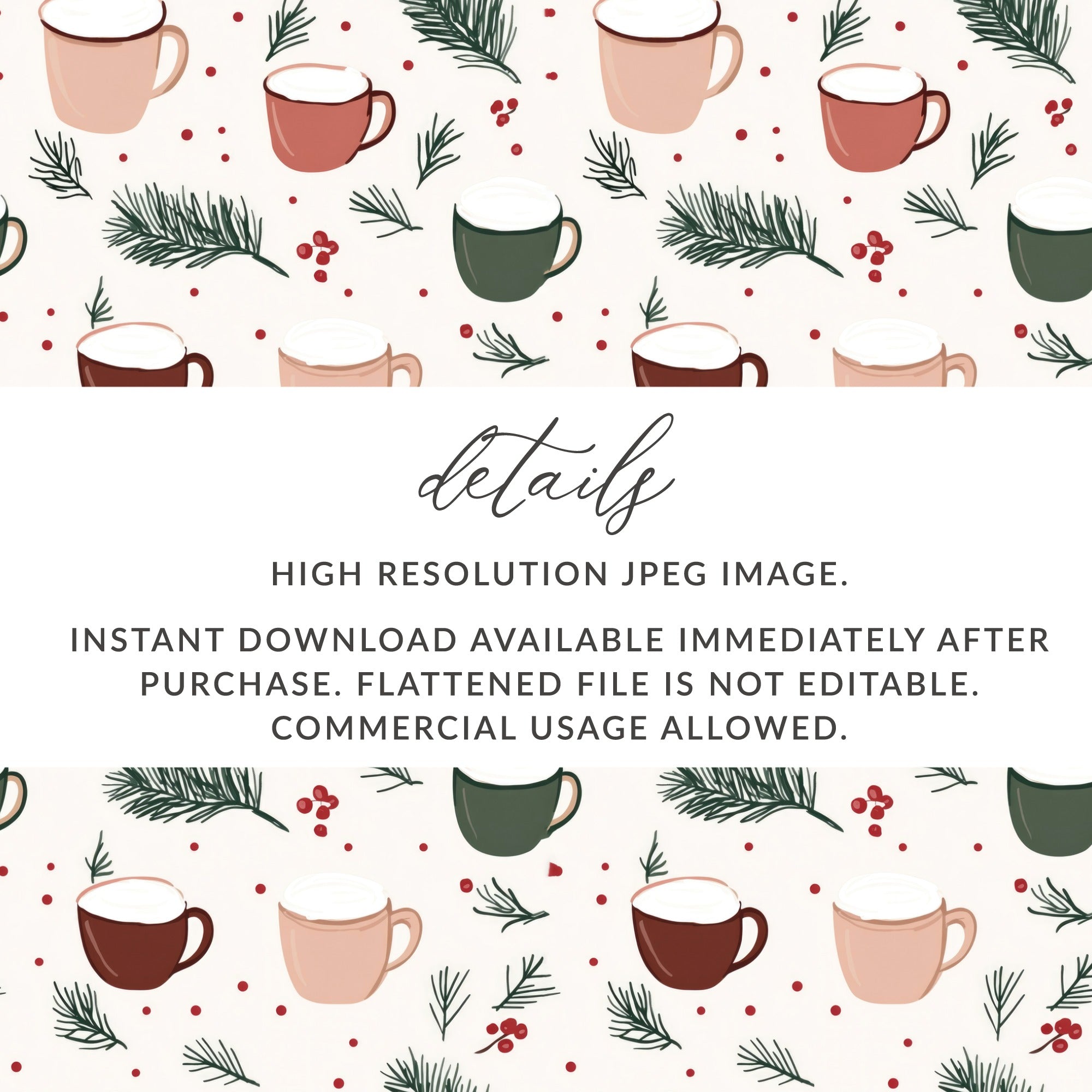 Festive Holiday Mug Pattern High Resolution JPEG Image