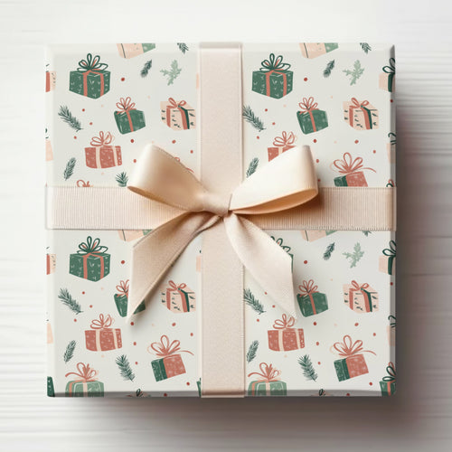 Festive Gift Wrap with Bows and Greenery Design Gift Wrap