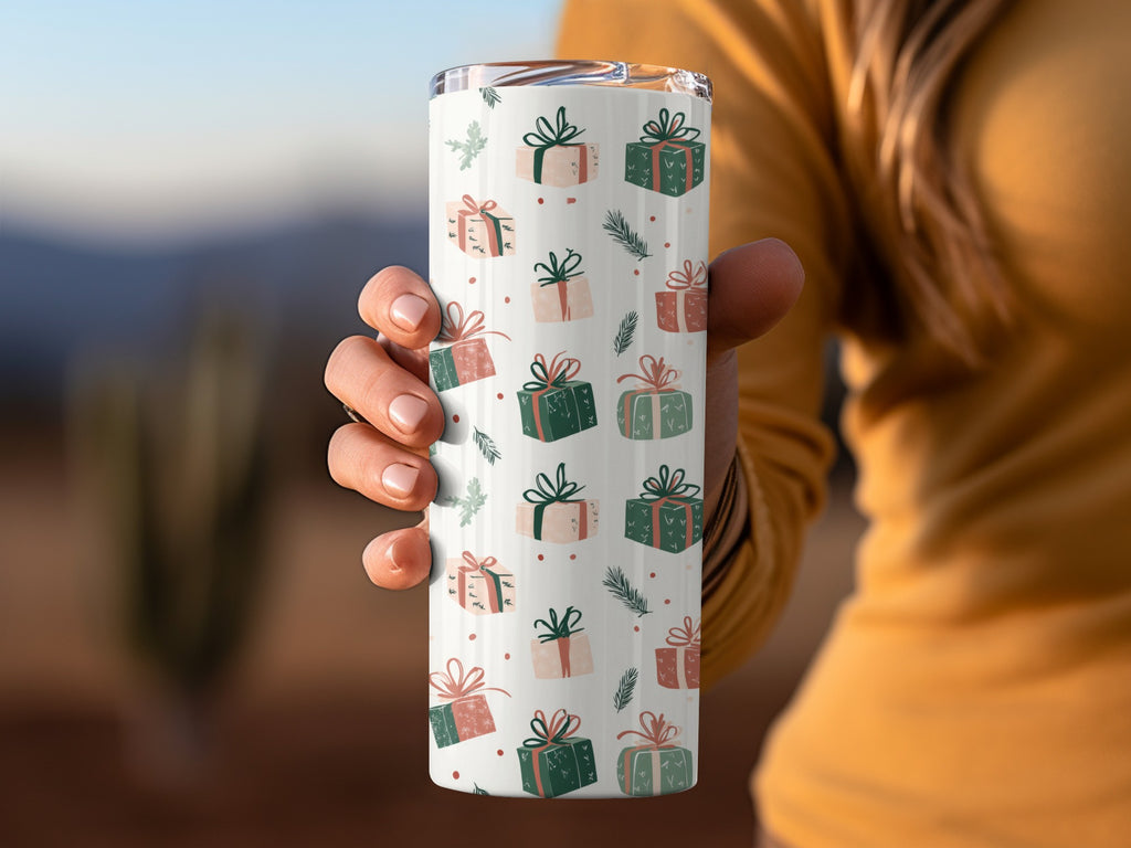 Festive Holiday Gift Themed Stainless Steel Tumbler